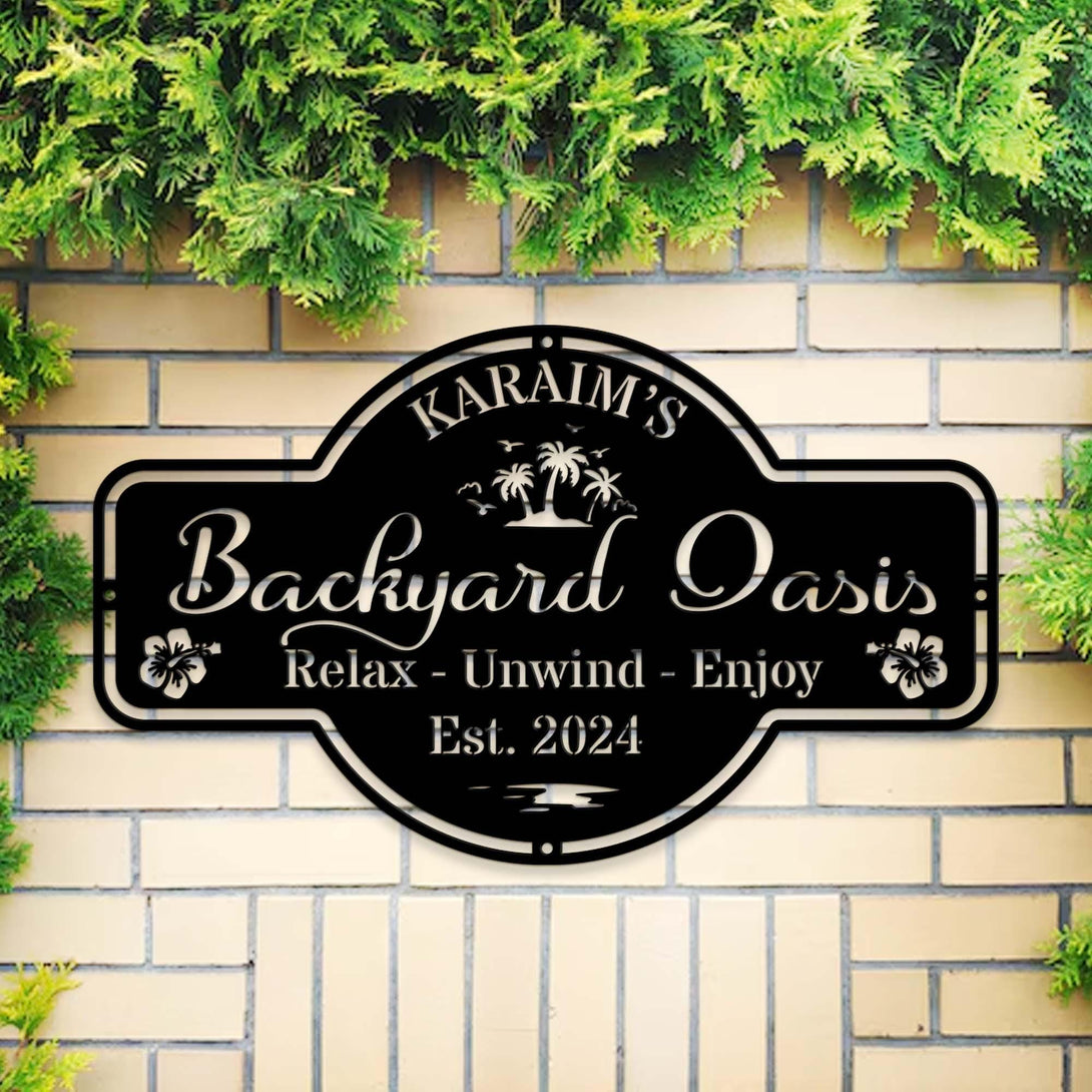Personalized Backyard Oasis Pool Metal Sign, Outdoor Patio Decor, Custom Pool Signs For Outdoor, Custom Backyard Oasis Sign Patio Decor
