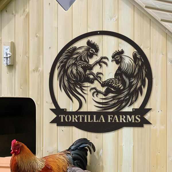 Custom Chicken Coop Sign, Cockfighting Metal Wall Art, Custom Rooster Farm Sign, Cockfighting Metal Sign, Chicken Coop Sign Farmhouse Gift