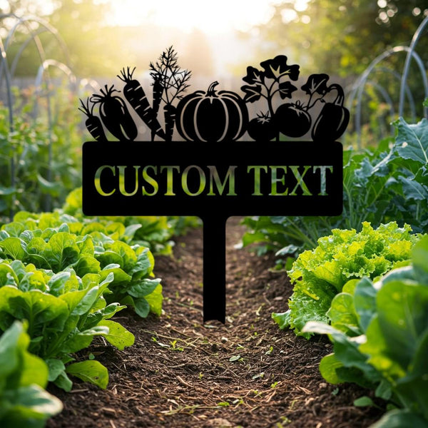 Personalized Metal Garden Marker, Vegetable Garden Yard Sign, Garden Metal Sign, Metal Veggie Stake, Vegetable Metal Yard Art Outdoor Decor