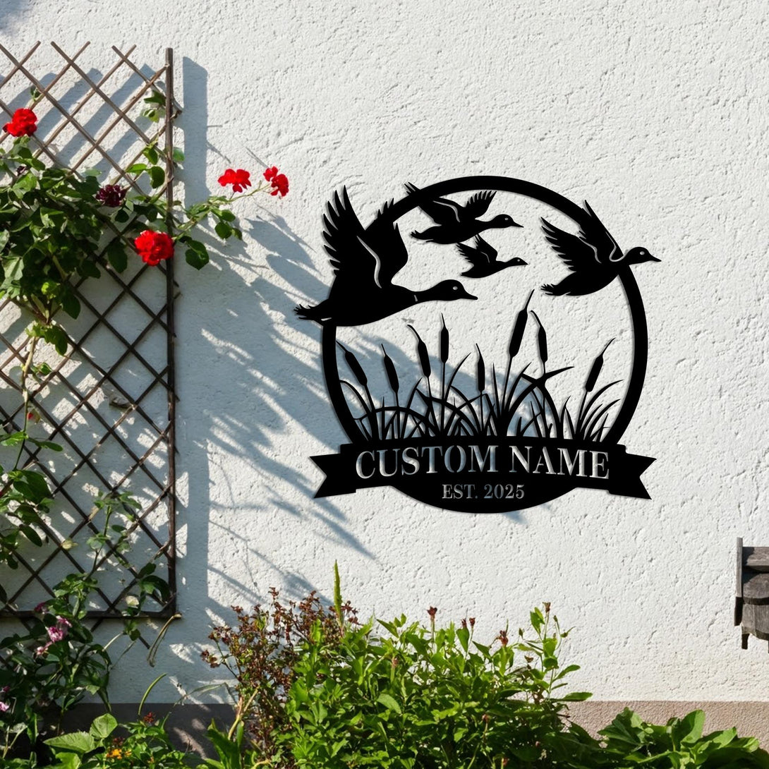Custom Duck Metal Sign, Duck Hunting Sign, Flying Ducks Metal Sign, Cabin, Lodge, Hunting Lodge, Lake House Decor, Hunting Lover Gift