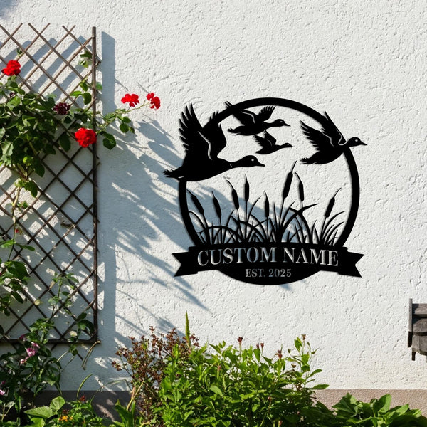 Custom Duck Metal Sign, Duck Hunting Sign, Flying Ducks Metal Sign, Cabin, Lodge, Hunting Lodge, Lake House Decor, Hunting Lover Gift