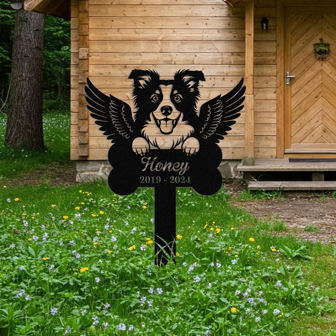 Custom Dog Memorial Sign, Pet Grave Marker With Angel Wings, Dog Grave Sign, Dog Tribute Marker, Dog Lovers Gift, Dog Loss Dog Memorial Gift