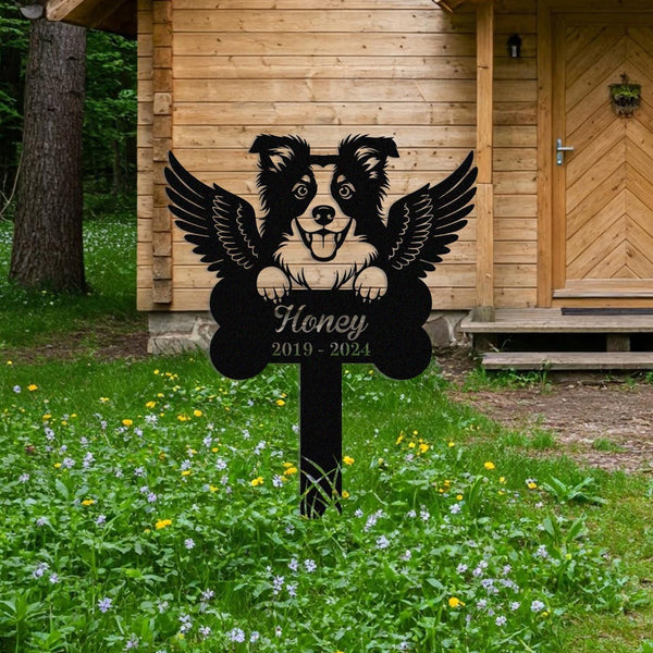 Custom Dog Memorial Sign, Pet Grave Marker With Angel Wings, Dog Grave Sign, Dog Tribute Marker, Dog Lovers Gift, Dog Loss Dog Memorial Gift