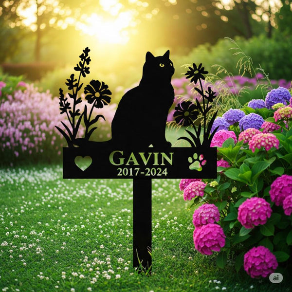 Custom Cat Memorial Garden Sign, Cat Loss Garden Stake, Cat Grave Marker, Pet Grave Marker With Name, Pet Loss Gift, Garden Memorial Tribute