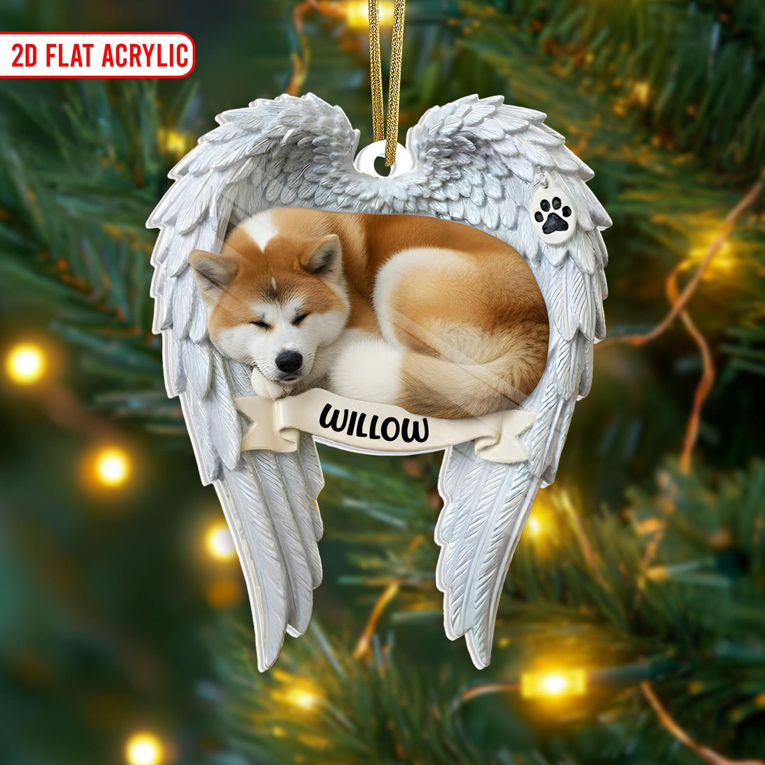 Akita Angel Wings Memorial Ornament - Personalized Dog Loss Keepsake & Christmas Ornament Gift