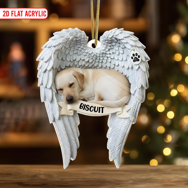 Custom Labrador Retriever Memorial Ornament With Angel Wings - Personalized Dog Loss Christmas Gift