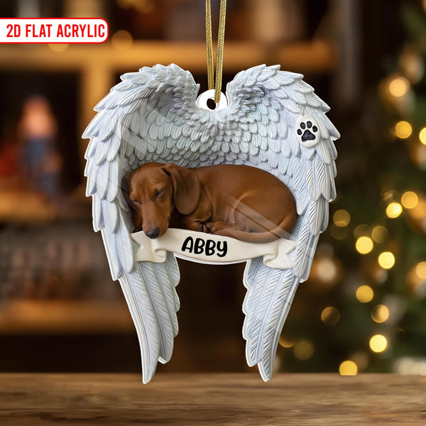 Custom Poodle Angel Wings Memorial Ornament - Personalized Pet Remembrance Christmas Gift For Dog Lovers