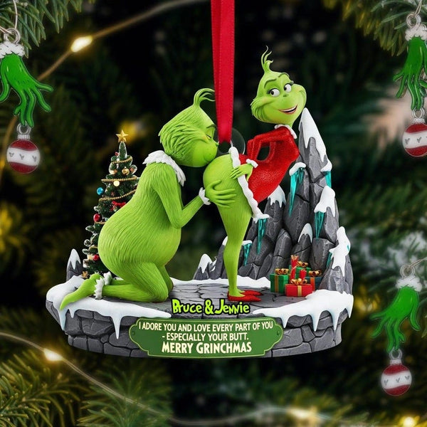 Personalized Green Monster Acrylic Ornament for Couples – Funny Christmas Holiday Gift
