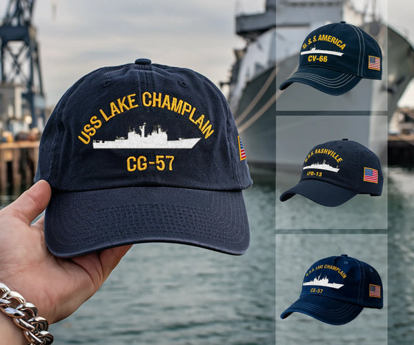 Personalized US Navy Ship Hat – Custom Embroidered or Printed Military Cap