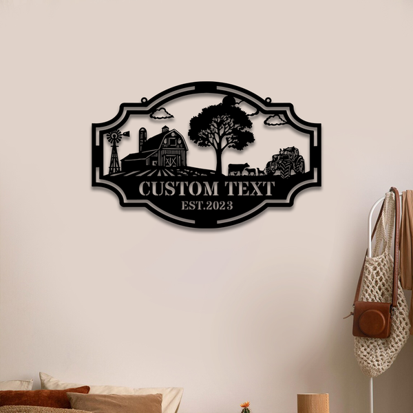 Custom Farm Barn Tractor Metal Sign, Personalized Outdoor Farmhouse Metal Sign, Custom Farmhouse Metal Wall Art, Farmville Metal Decor