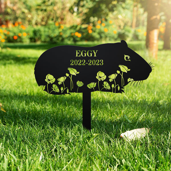 Personalized Hamster Memorial Metal Stake, Custom Flower Guinea Pig Metal Garden Stake, Pet Loss Metal Grave Markers, Metal Pet Remembrance Stake