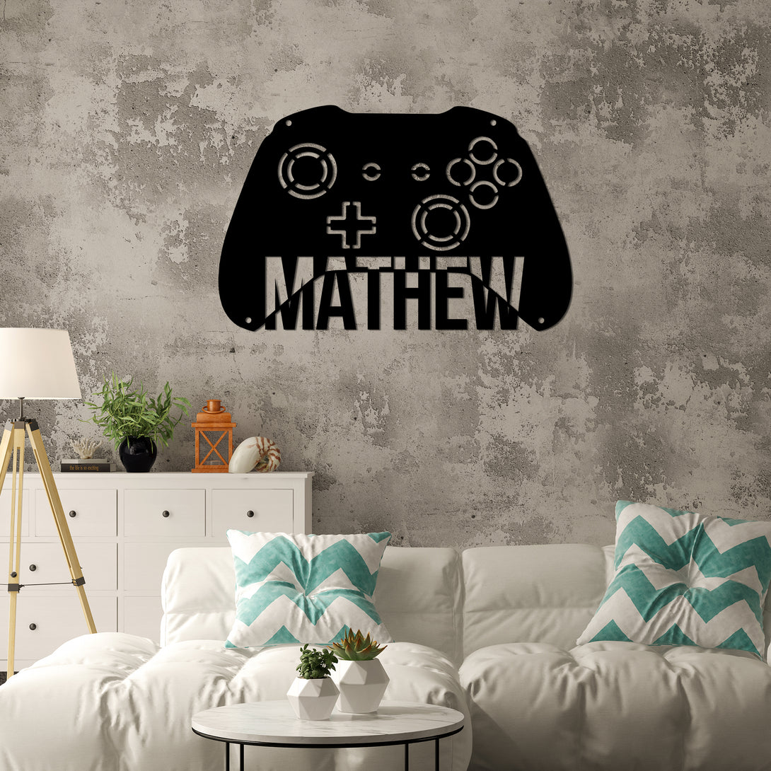 Custom Game Controller Metal Wall Art, Personalized Gamer Metal Name Sign, Game Room Metal Sign Home Decor, Video Game Metal Wall Hanging Sign