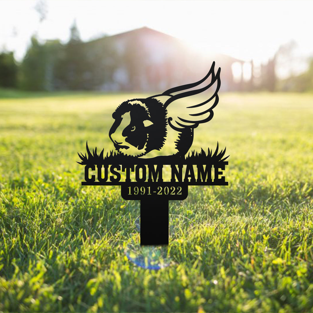 Custom Guinea Pig With Wings Memorial Metal Stake, Guinea Pig Metal Grave Marker, Pet Metal Bereavement Stake, Pet Loss Remembrance Stake