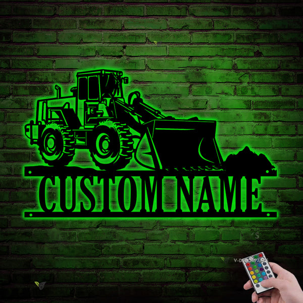 Custom Bulldozer Excavator Metal Wall Art Led Lights, Personalized Bulldozer Driver Metal Name Sign, Bulldozer Heavy Equipment Metal Sign