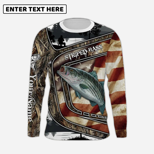 American Flag Patriotic Striped Bass Fishing 3d Shirts