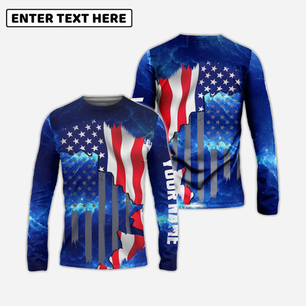 American Flag Universe Patriotic Custom Name All Over Print Shirts - Personalized Fishing Gift