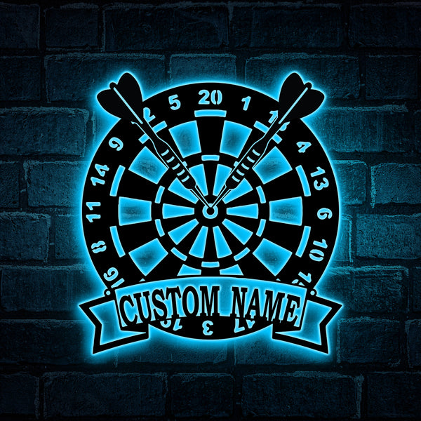 Personalized Dartboard Darts Game Metal Wall Art Led Light, Custom Darts Game Metal Name Sign, Darts Man Cave Game Zone Metal Wall Sign