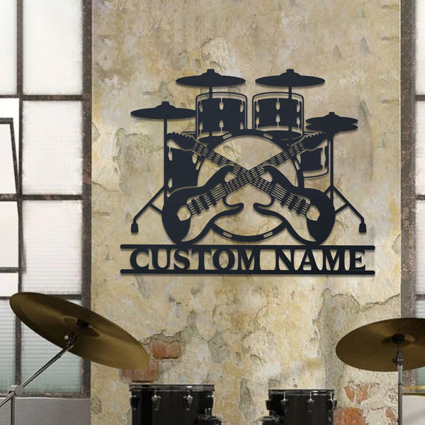 Custom Music Band Metal Wall Art, Music Room Metal Wall Hanging Sign, Music Studio Metal Sign, Personalized Musical Instruments Sign, Musician Gift