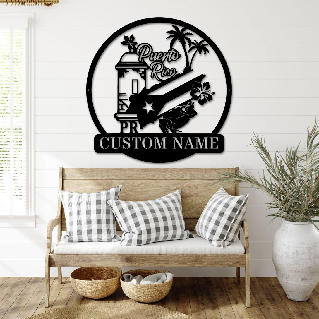 Custom Name Puerto Rico Metal Wall Art, Personalized Puerto Rico Lover Metal Name Sign, Born In Puerto Rico Metal Wall Sign Home Decor