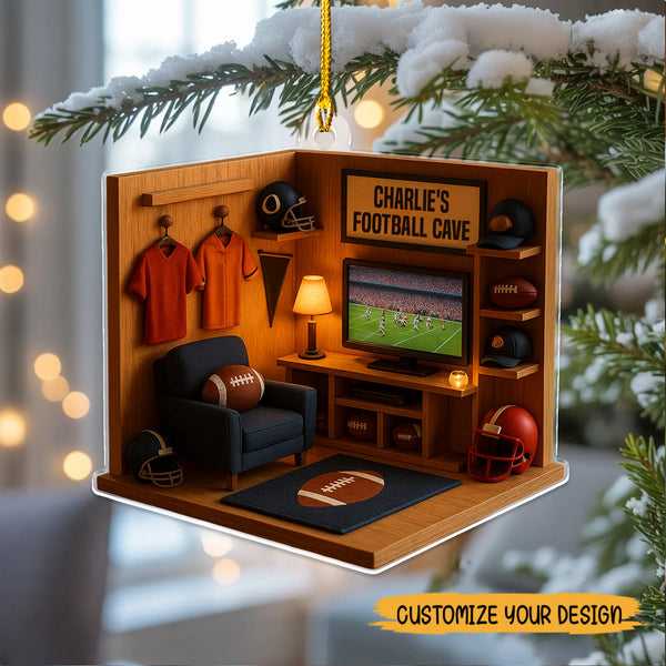 Personalized Cozy Football Cave 2D Flat Print Acrylic Ornament, Gift For Football Lovers