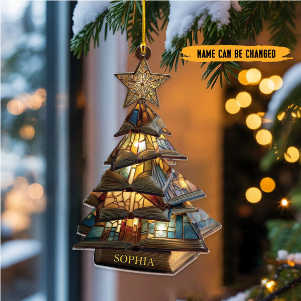 Personalzied Twinkle Book Christmas Tree Acrylic Ornament