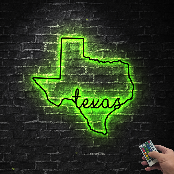 Texas Map Metal Line Art With Led Lights, Texas State Map Metal Wall Art, Born In Texas Metal Line Art Home Decor, Texas Map Outline Metal Sign