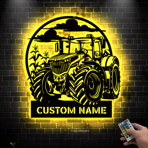 Custom Tractor Driver Metal Wall Art Led Lights, Personalized Farm Tractor Name Sign Home Decor, Farm Truck Metal Sign Gift For Farmer