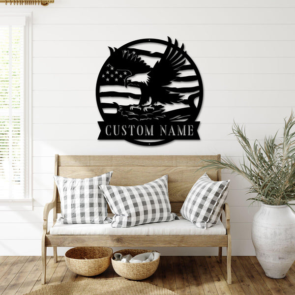 Personalized American Eagle Metal Wall Art, Custom American Eagle Metal Sign, Personalized Us Eagle Nest Metal Wall Sign, Eagle Metal Home Decor
