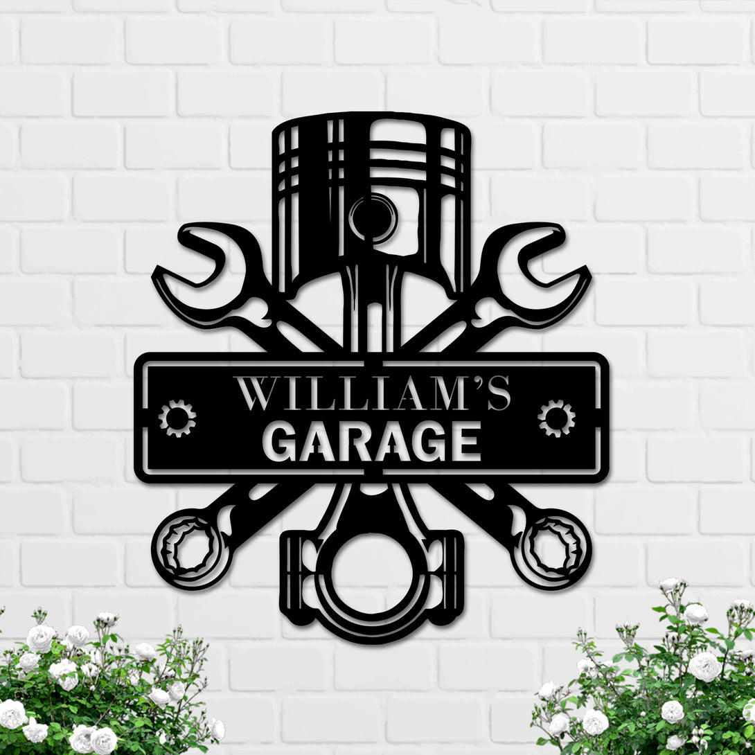 Custom Garage Workshop Metal Wall Art, Personalized Car Mechanic Repair Metal Sign, Repairman Workshop Metal Name Sign Mancave Garage Decor