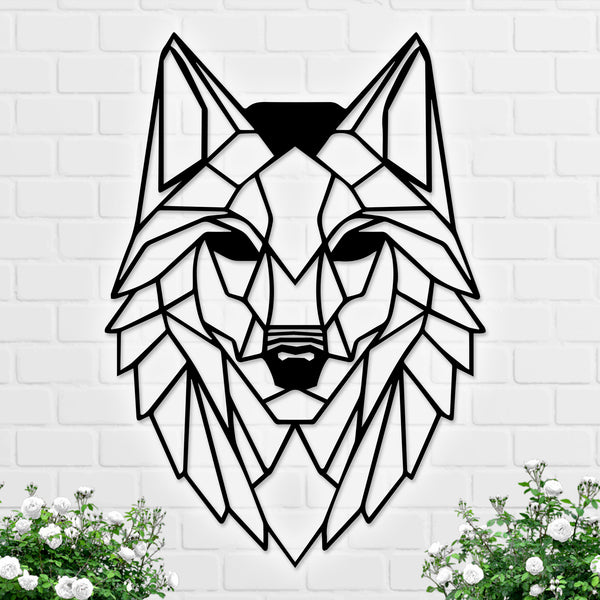 Geometric Wolf Metal Wall Art, Metal Geometric Wolf Wall Hanging Sign, Metal Wolf Wall Art, Wolf Metal Sign Home Office Decor