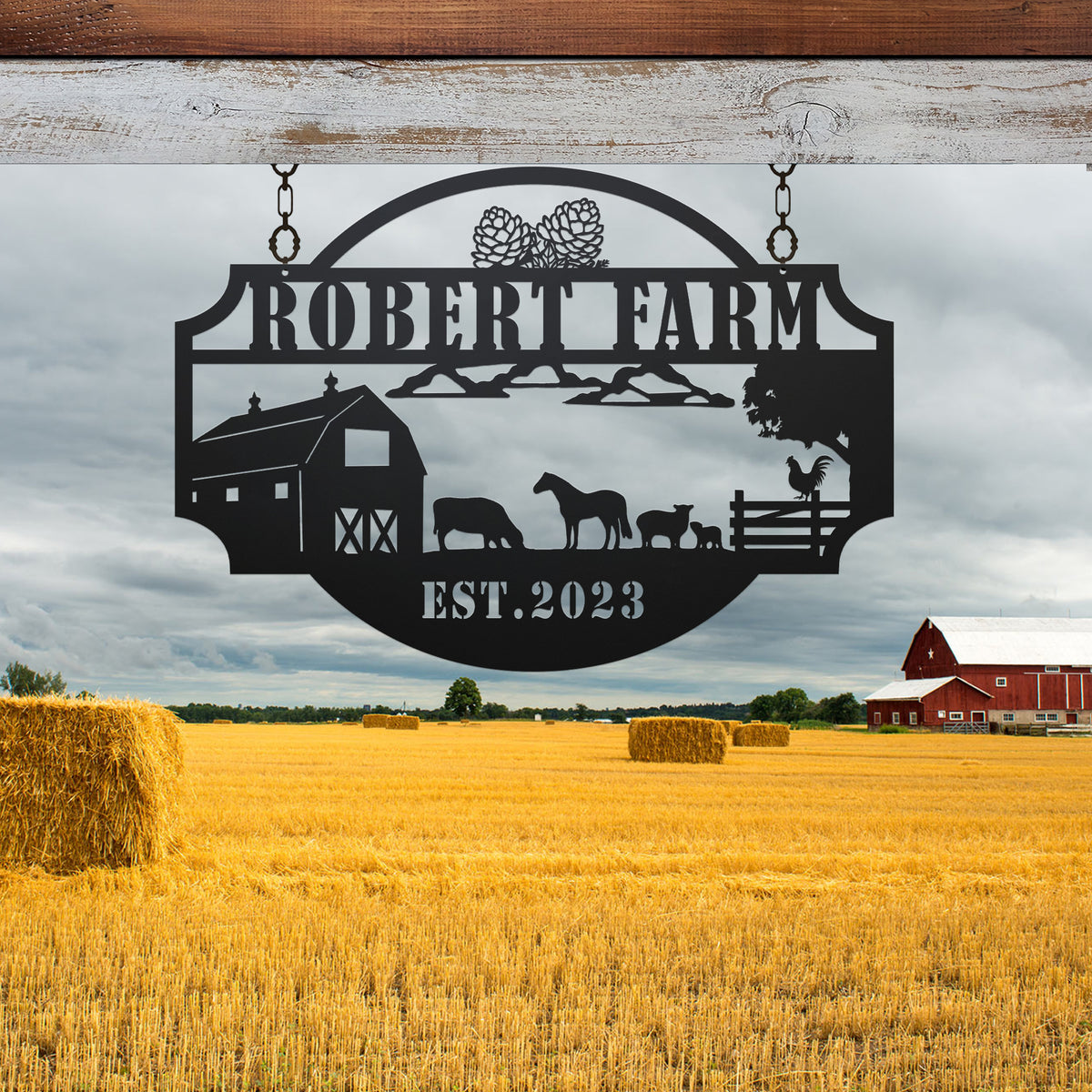 Custom Farmhouse Metal Wall Art, Personalized Farm Barn Ranch Metal Na ...