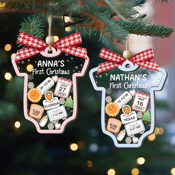 Baby 1st Christmas - Personalized 3 Layered Christmas Shaker Ornament