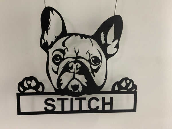 Custom French Bulldog Metal Sign Art, Personalized Frenchie Dog Metal Name Sign, French Bulldog Dog Lovers Metal Wall Art
