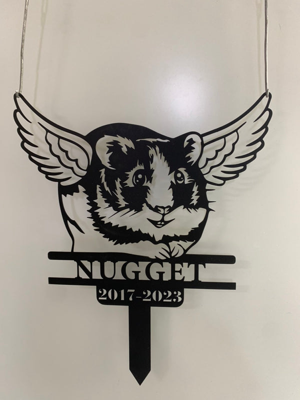Custom Guinea Pig With Angle Wings Memorial Stakes, Guinea Pig Metal Stakes, Pet Sympathy Metal Sign, Metal Guinea Pig Remembrance Stake
