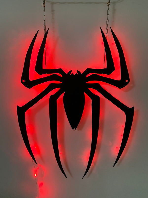 Spider Metal Wall Art With Led Light, Halloween Spider Led Metal Sign, Halloween Spider Kid Room Nursery Metal Wall Decor