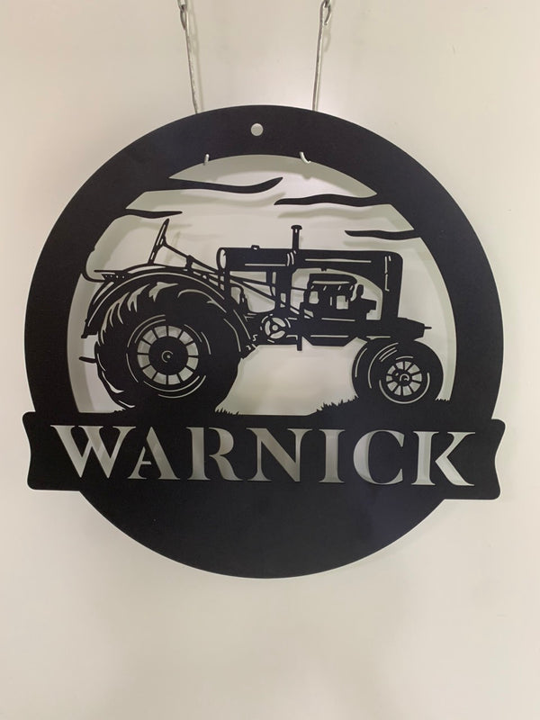 Custom Large Tractor Metal Sign, Personalized Metal Farm Sign Tractor Monogram, Farmer Name Metal Tractor Sign, Metal Farmhouse Sign