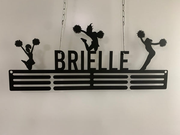 Custom Name Cheerleader Medal Hanger, Personalized Metal Cheerleading Medal Holder, 12 Rungs Medal Hanger Holder Display Metal