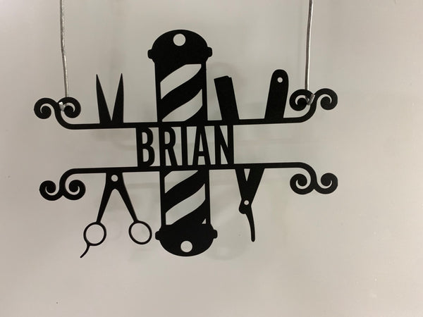 Custom Barber Shop Metal Wall Art, Personalized Barber Shop Name Metal Sign, Shop Haircut Metal Wall Decor, Hair Salon Metal Wall Sign