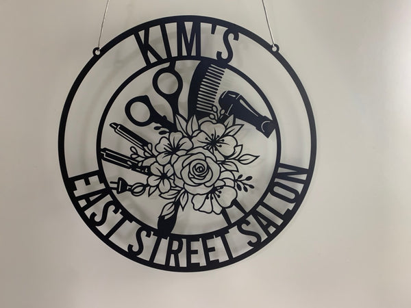 Custom Hair Salon Metal Wall Art, Personalized Shop Haircut Metal Name Sign, Salon Metal Wall Decor, Hair Salon Metal Sign