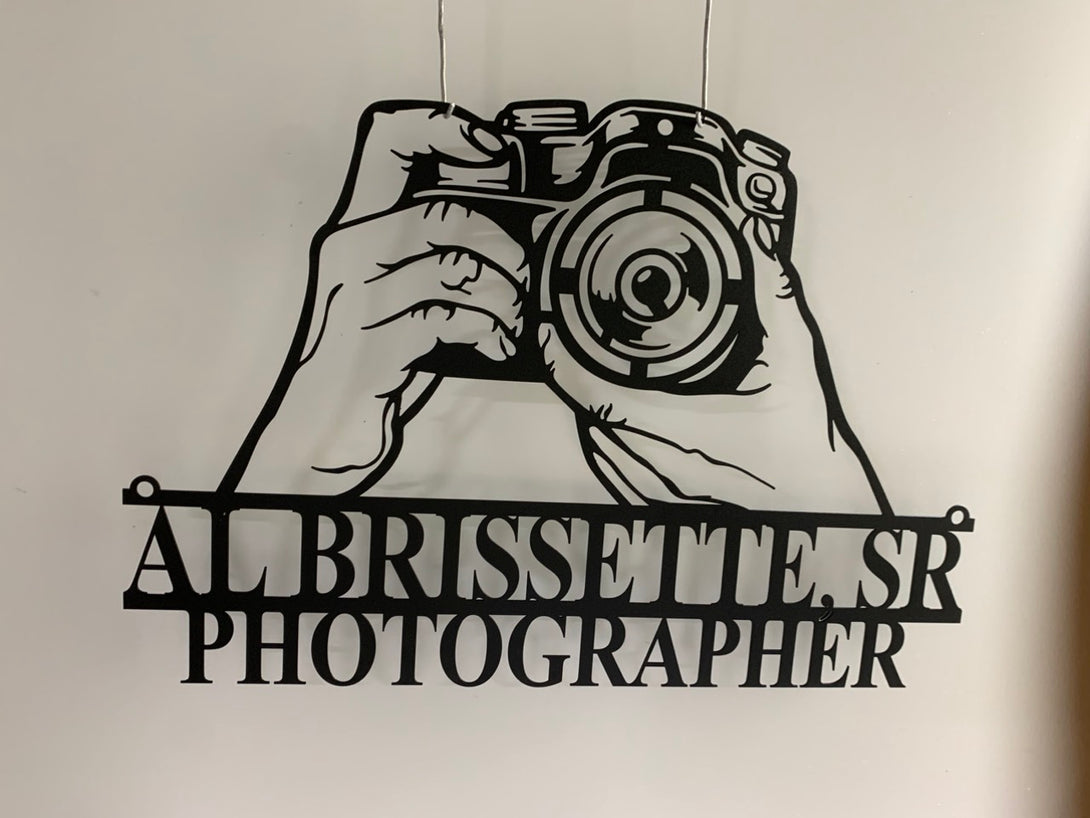 Personalized Photographer Metal Name Sign, Custom Camera Metal Wall Art, Camera Photography Metal Sign, Photo Studio Metal Wall Sign Decor