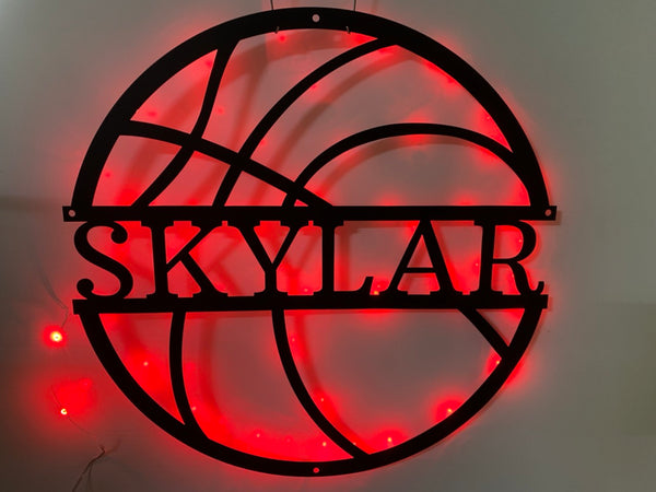 Custom Basketball Metal Wall Art With Led Light, Basketball Player Lover Sign Metal Sign, Basketball Sport Kid Nursery Metal Wall Decor