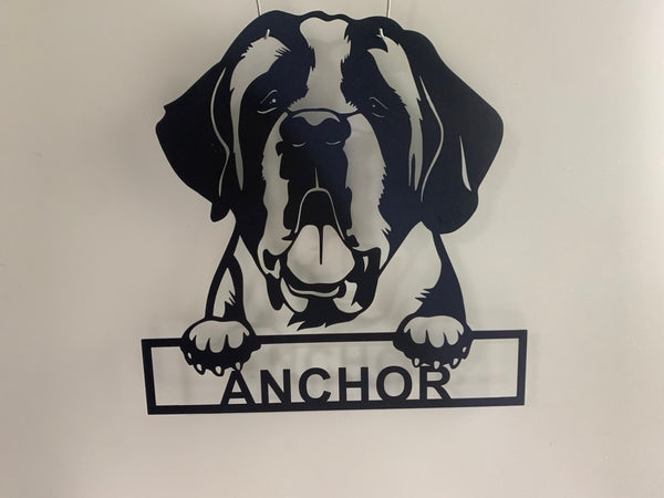 Custom St Bernard Dog Metal Wall Art, Personalized St Bernard Metal Name Sign, St Bernard Dog Lover Metal Wall Sign Decor