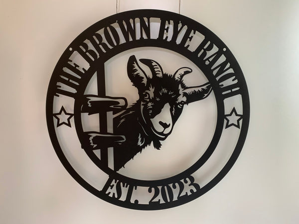 Personalized Goat Ranch Metal Name Sign, Custom Goat Metal Wall Art, Metal Goat Farm Sign, Goat Farmhouse Metal Wall Decor