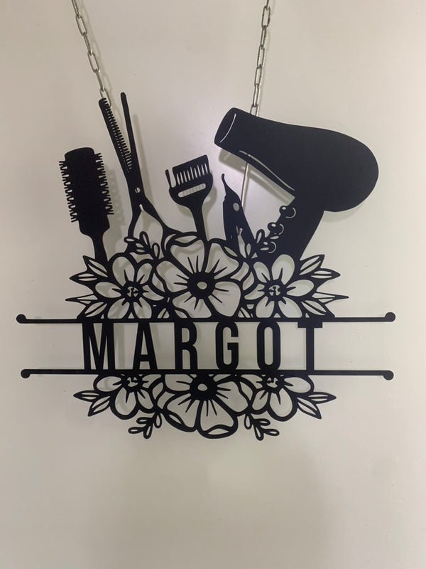 Custom Hair Salon Metal Wall Art, Personalized Shop Haircut Metal Name Sign, Salon Metal Decor, Hair Salon Metal Wall Sign