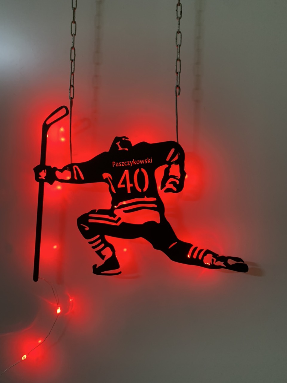 Custom Hockey Metal Sign With Led Light, Personalized Hockey Player Metal Name Sign, Ice Hockey Jersey Metal Wall Led Sign