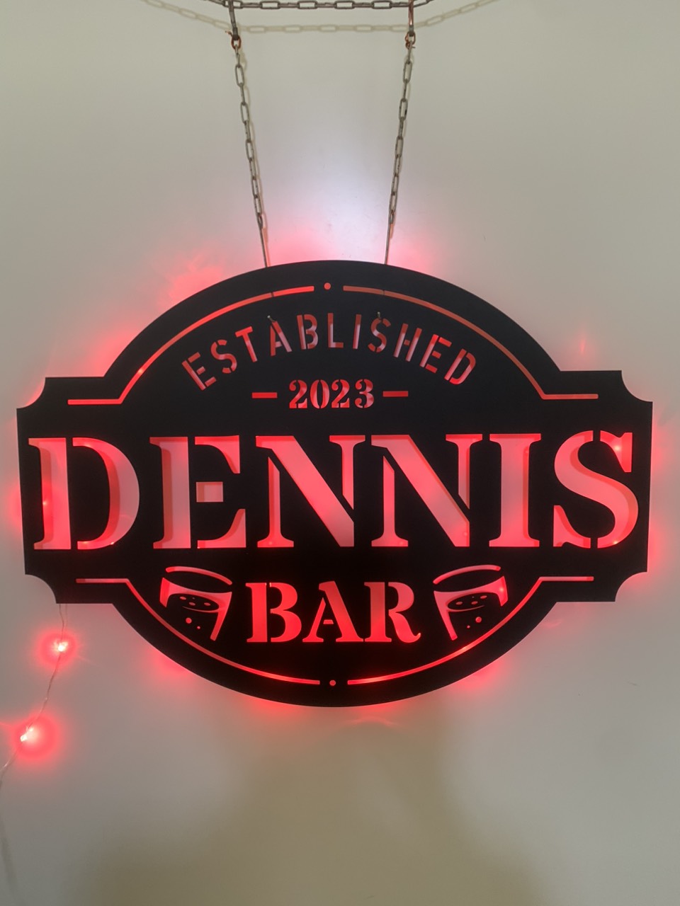 Personalized Bar Metal Name Sign With Led Lights, Custom Bar Metal Wall Art, Established Bar Led Metal Sign, Bar Pub Metal Wall Hanging