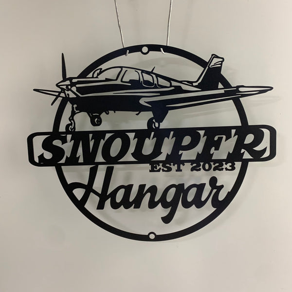 Personalized Hangar Metal Name Sign, Aviation Sign Airplane Hangar Metal Wall Art, Custom Pilot Name Aircraft Metal Wall Sign