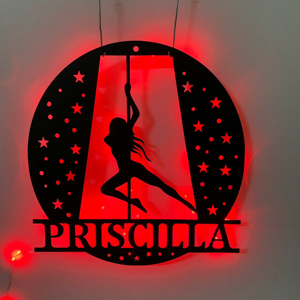 Pole Dance Metal Sign With Led Lights, Custom Pole Dance Metal Wall Art, Pole Dance Neon Sign Metal Wall Decor, Pole Dance Wall Hanging