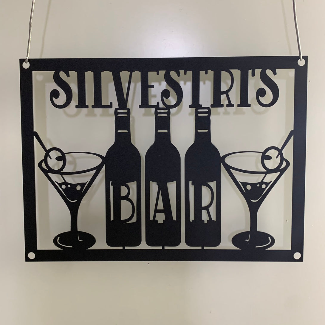 Personalized Wine Bar Metal Wall Art, Custom Metal Wine Bar Cocktail Sign, Patio Pool Bar Drink Metal Sign, Home Bar Sign, Mancave Sign