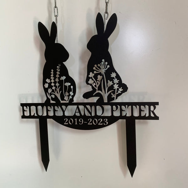 Personalized Bunny Memorial Metal Stake, Rabbit Loss Sympathy Metal Garden Sign, Pet Grave Markers, Remembrance Stake, Memorial Metal Yard Sign